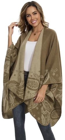 Schal Wraps für Damen, Eleganter Strickcape Offenes Front Poncho Schal Decke Cardigan Mantel für Frühling, Herbst und Winter
