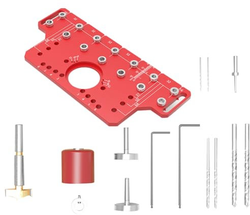 Kznifmk 2-In-1-Bohrlehre für Türgriffe, Regalstifte, Bohrlehre für Holzscharniere, Scharnier-Schranktür-Lochstanzer, Lehren B