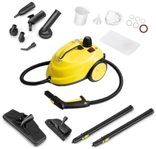 Nettoyeur Vapeur,Nettoyeur Vapeur Polyvalent de 2000W avec Réservoir d'Eau 2L,Nettoyeur à Vapeur Manuel Pression 5 Bar,Balai Vapeur à Roulettes pour Matelas, Canapé, Carrelage, Sol, Fenêtre, Voiture