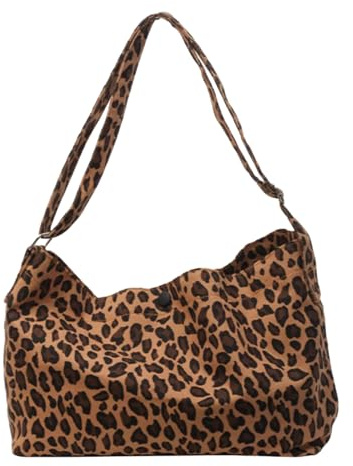 BAUIOREAD Damen Leopardenmuster Hobo Handtasche, Braun, S