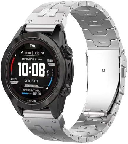 synsing 26mm Titan Armband Kompatibel mit Fenix 8 51mm/Enduro 3 51mm/7X Pro/6X Pro, 22mm Metall Armband Schnellverschluss Kompatibel mit Fenix 8 47mm/E 47mm/7/6 Pro/5 Plus/Forerunner 965 955
