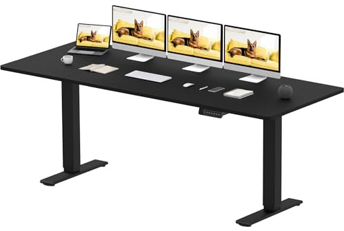SANODESK Höhenverstellbarer Schreibtisch 200×80 cm – Elektrischer Sitz-Steh-Tisch mit Dualmotor, Großer Arbeitstisch für Büro & Home Office(schwarz+schwarz)