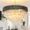 AOOCHOK Schwarzer und Gold Kristall Kronleuchter Pendelleuchte, Rund Modern Kristall Kronleuchter für Wohnzimmer, Esszimmer, Schlafzimmer, Kücheninsel, Φ80cm