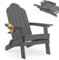 LUE BONA Adirondack Stuhl Klappbar, HDPS Gartensessel, Wetterfest Gartenstuhl mit Getränkehalter, für Garten, Terrasse, Balkon, Dunkelgrau