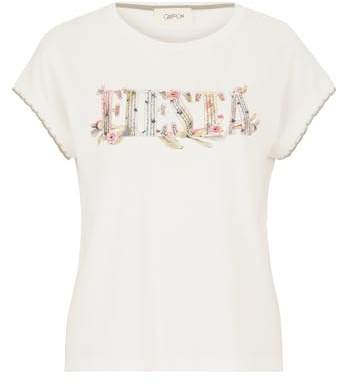 Cartoon Damen Casual-Shirt mit Rundhalsausschnitt 36, Patch Cream/Light Blue