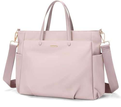 GOLF SUPAGS Sac Fourre-Tout Pour Ordinateur Portable 15.6 Pouces, Sac à Bandoulière Pour Ordinateur Pour Femme, Sac à Main élégant Pour Le Travail et Les Voyages (Gris Rose)