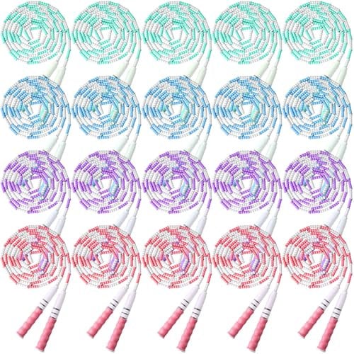 Yunsailing 20 Pack Jump Ropes for Adults Kids, 9.2 Feet Adjustable Length Free Segmented Skipping Rope Bulk Soft Beaded Jumping Ropes for Women Men Exercise Training Workout Weight Loss (Boho Color)