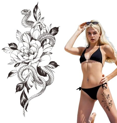 Holdes Tatouage temporaire de fleur, tatouage temporaire de rose,Autocollants réalistes de faux tatouage de fleur de rose | Conception Unique durable, fournitures de fête pour le corps, les mains, les