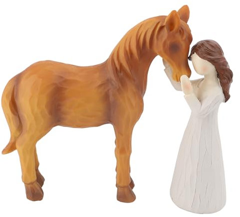 Horse Gifts for Girls Women, Girl Embraces Horse Figurine, Sculpted Hand-Painted Resin Horse Statues Decor, Horse Figurine Gifts for Women, Girls, Horse Lovers