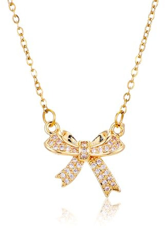 TIESOME Goldene Halskette Damen, Kette Damen Schleifenhalskette Zierliche Verstellbare Chokerkette Süße Kleine Kette Schleife Für Frauen Anhänger Eleganter Schmuck Geschenk Trendiges