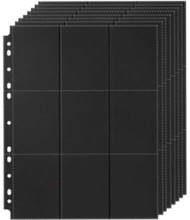 1080 Pockets Sammelkarten Hüllen Schwarz 60 Seiten Leere Sammelalbum Sammelmappe Kartenfolien Kartenhüllen Taschen Sammelkarten Folien Doppelseitiges Sammelmappe für Eine Vielzahl von Ringbücher (A)
