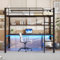 Zubaliya Litera infantil con escritorio y LED y USB 140 x 200 cm, cama entrepiso de 1 plaza infantil con toma y corriente, protector corporal, escalera, estante de varios niveles, metal