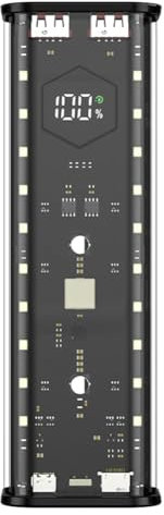 Bnnlqpsttg 21700 DIY Power Bank caso soporta 4x21700 baterías PD20W Powerbank caso LED pantalla transparente batería almacenamiento Shell B