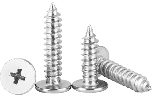 Qrity 20 Pezzi Viti a Testa Piatta Phillips, Viti Autofilettanti in Acciaio Inox, Fissaggi a Testa Sottile per Mobili in Legno, Plastica, M3x8mm