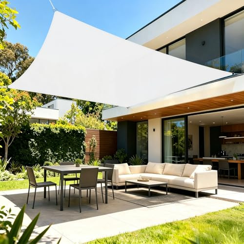 LOVE STORY Toldo Vela de Sombra Impermeable Rectangular 2x2.5m Protección Rayos UV, PES Toldos para Patio,Exterior Terrazas, Jardín, Balcon (Blanco)