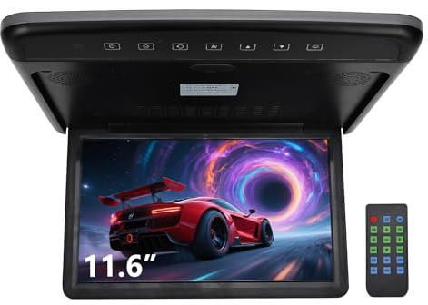 Alvorox Pantalla de visualización de coche de 11.6 pulgadas, reproductor de MP5 para coche, pantalla LCD 1080P con puerto USB, tarjeta TF, pantalla inteligente montada en el techo