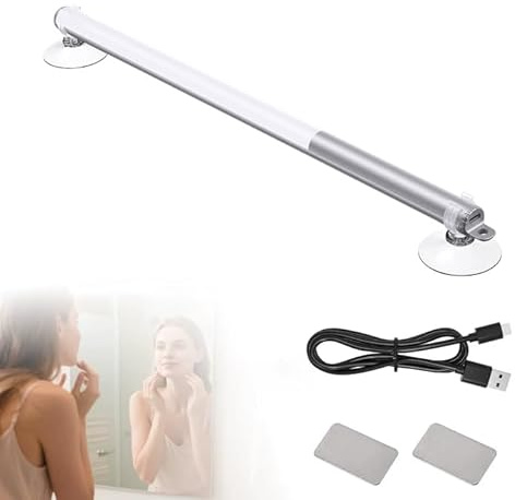 GOEDCH 36 cm Tragbare LED Schminkleuchte mit Saugnapf: 3 Modi und Stufe 10 Dimmen Schminklampe mit USB Ladekabel, LED Schminklicht für Schlafzimmer, Badezimmer, Ankleideraum, Kleiderschrank
