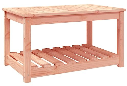 Yisssmeng Gartentisch aus massivem Douglasienholz, 82,5 x 50,5 x 45 cm, Beistelltisch für Garten, Terrasse & Lounge, Holztisch mit Ablage, rustikaler Outdoor-Tisch