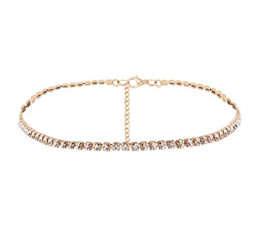 YAZILIND Frauen Schmuck Einstellbare Braut Hochzeit Choker Halskette Strass Legierung Kette Choker (Gold Collier)