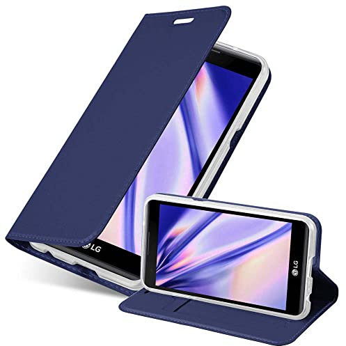 Cadorabo Hülle kompatibel mit LG X Power aus Premium Kunst Leder Flip Klappbare Stoßfeste Magnetische [Standfunktion] [Kartenfächern] Cover Hülle für LG X Power Tasche in Blau