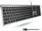 Macally Tastiera per computer ultra-sottile con cavo USB, funziona alla grande sia come tastiera Mac Windows che cablata – compatibile con tastiera Apple full size con tastiera numerica per Mac Mini,