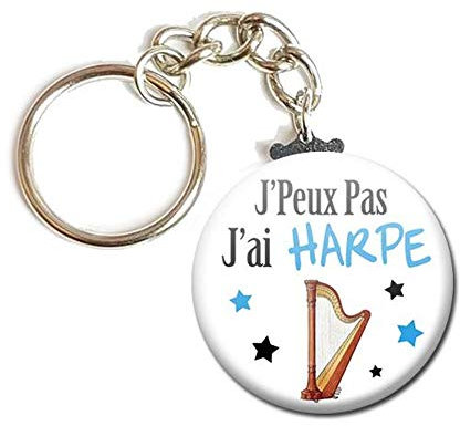 Porte Clés Chaînette 3,8 centimètres j' peux pas j' ai Harpe Idée Cadeau Accessoire Humour Musique Instrument Excuse