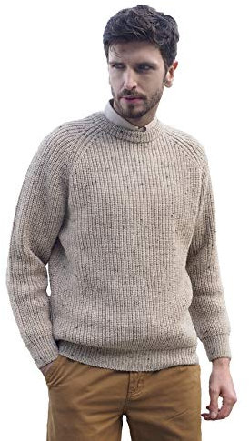 Aran Crafts Herren Fisherman Irish Rib Rundhalsausschnitt Wolle Pullover, Skiddaw, XX-Large