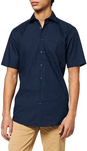 Seidensticker Herren Mens Regular Shortsleeve Klassisches Hemd, Dunkelblau(001001), 48 EU