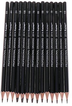 MYA 14 Stück Sketch Art Zeichenstift mit 6 H – 12 B, Professionelles Zeichnen 12B 10B 8B 7B 6B 5B 4B 3B 2B 1B HB 2H 4H 6H