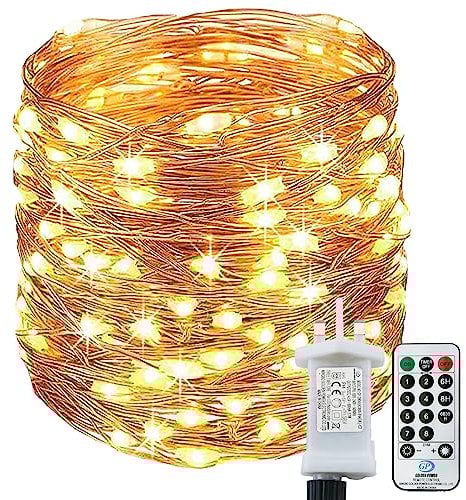 [220 LED] Fairy Lights Mains Powered, 25M 8 Modes Low Voltage Fairy Lights Waterproof with Remote Timer Copper String Lights for Bedroom, Yard, Party, Wedding, Christmas Decorations(Warm White)
