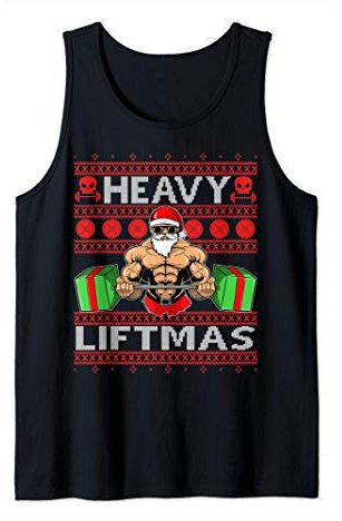 Heavy Liftmas Muscle Santa Claus Lifting Weights Ugly Design Tank Top