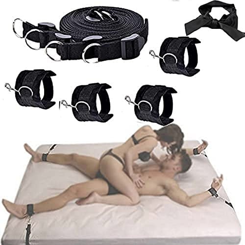 BondageSet Bett Fesseln Sex Spielzeug für Paare extrem-Bettfesseln mit Handschellen, Bettset Bettfesseln Fußfesseln