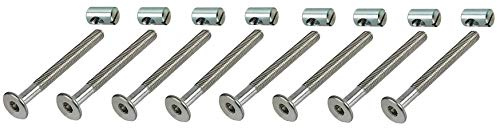 8 x HMH-Shop Bettschraube M6 x 60 mm + Quermutter M6 Bettbeschlag Innensechskant