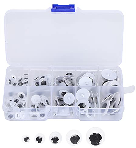 Pssopp 100Pcs Wiggle Googly Eyes Sew On Black White Googly Eyes Wiggle Moving Eyes for for DIY Craft Doll Making Accessories