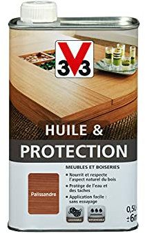 V33 Huile & protection pour meubles et boiseries, Palissandre 0,5L