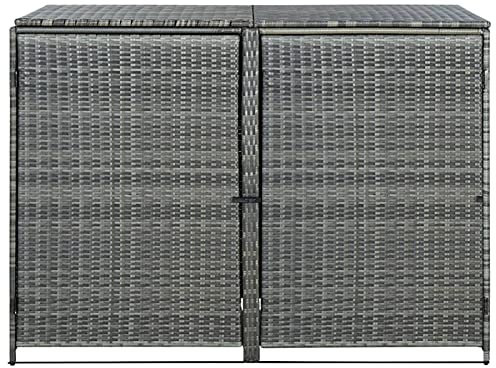 Ksodgun Abri de Poubelle Double Hangar pour Poubelle Cache-poubelles Jardin Extérieur Durable Résistant Résine Tressée Anthracite 148x77x111cm