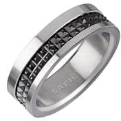 BREIL - Herrenring Joint Collection TJ3054 - Herrenschmuck - Stahlring für Herren mit Nieten aus Mattschwarzem Stahl