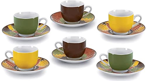 Fade Batik 6er Set Kaffeetassen ml 100 aus feinem Porzellan Extra Qualität