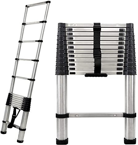 Profi Teleskopleiter 3,8 Meter, Ausziehleiter mit Soft-Close Funktion, bis 150 kg,Teleskop-Design Mehrzweckleiter,für den privaten und gewerblichen Gebrauch