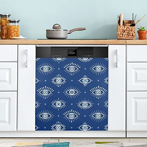 Evil Eye Magic Navy Blue Dishwasher Magnet Cover Refrigerator Panel Decal Decal Decal for Cabinet Kitchen Laundry Room Gift 23 x 26