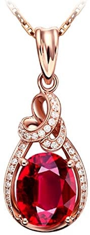 Wedding Rings Oval, Diamond Birthstone Necklace Rose Gold Teardrop Red Tourmaline 3ct Vvs1-Vvs2 10.3X23Mm Birthday Christian Gifts for Women