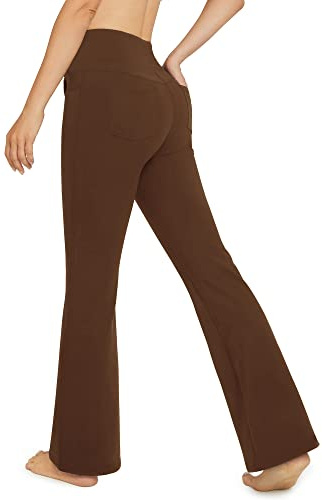 G4Free Activewear-Hosen für Damen mit 4 Taschen Bootcut Jeans Yoga Hosen Damen Stretch Hohe Taille Yogahose Training Schlaghose Fitness Arbeit Sporthose Klein/Regulär/Groß