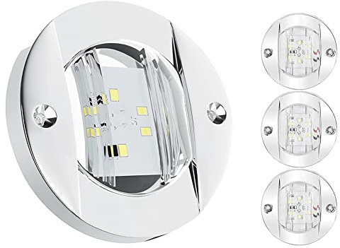 Wresetly 4 Stück Boot-Innenbeleuchtung, 12 V LED-Boot-Deck, Innenbeleuchtung, 7,6 cm, rund, , 6 LED-Heckleuchten