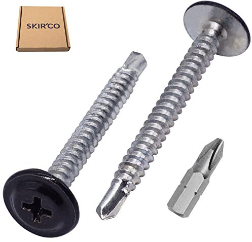 SKIR'CO (40 pièces) Vis Autoperceuses Peintes 4,2 x 40 mm, Vis Tôle, Tête Bombée Modifiée PH (Noir RAL 9005)