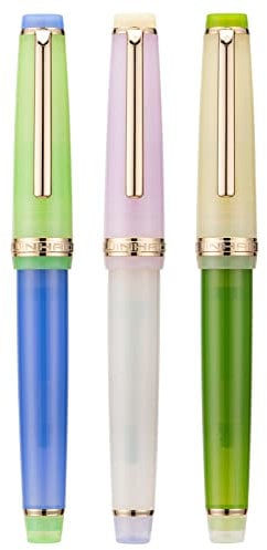 3 Pieces Jinhao 82 Fountain Pen Mixed Morandi Acrylic Color Fine Nib Gold Trim with Converter