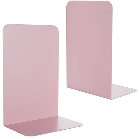 Buchstützen aus Metall für Regale, Buchhalter (Rosa)