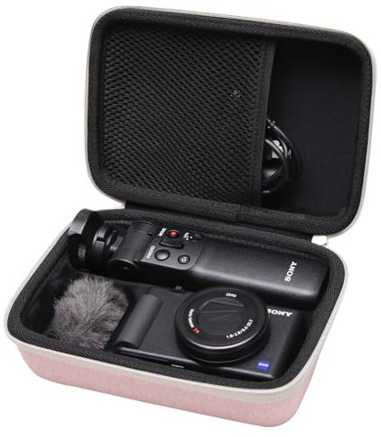 L LTGEM Camera Case Compatible with Sony ZV-1F / ZV-1 / ZV-1 II Vlog Digital Camera, Tripod, Microphone and Vlogger Accessory Kit, Pink