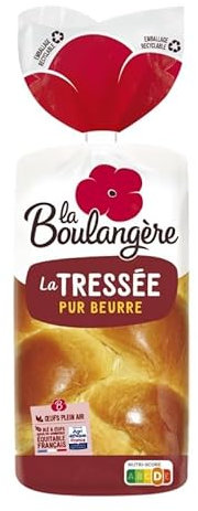 La Boulangerie - Brioche Tressée Moelleuse 800g - Une Douceur Sucrée pour vos Petits Déjeuners et Goûters Gourmands - Lot De 3