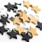 Logbuch-Verlag 24 kleine Holz Sterne mini Holzsterne schwarz Gold weiß 2,5 cm Weihnachten Streudeko Tischdeko Weihnachtssterne zum Basteln