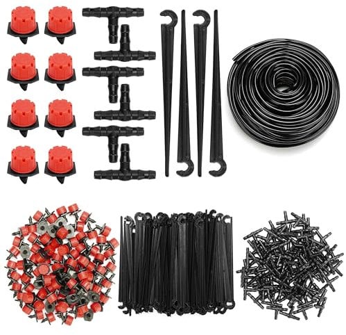 BELLE VOUS Kit di Irrigazione - Irrigatore da Giardino 300 Pezzi - 131ft/40m Micro Sistema di Irrigazione - Irrigatore Automatico Regolabile - Impianto a Goccia per Giardini